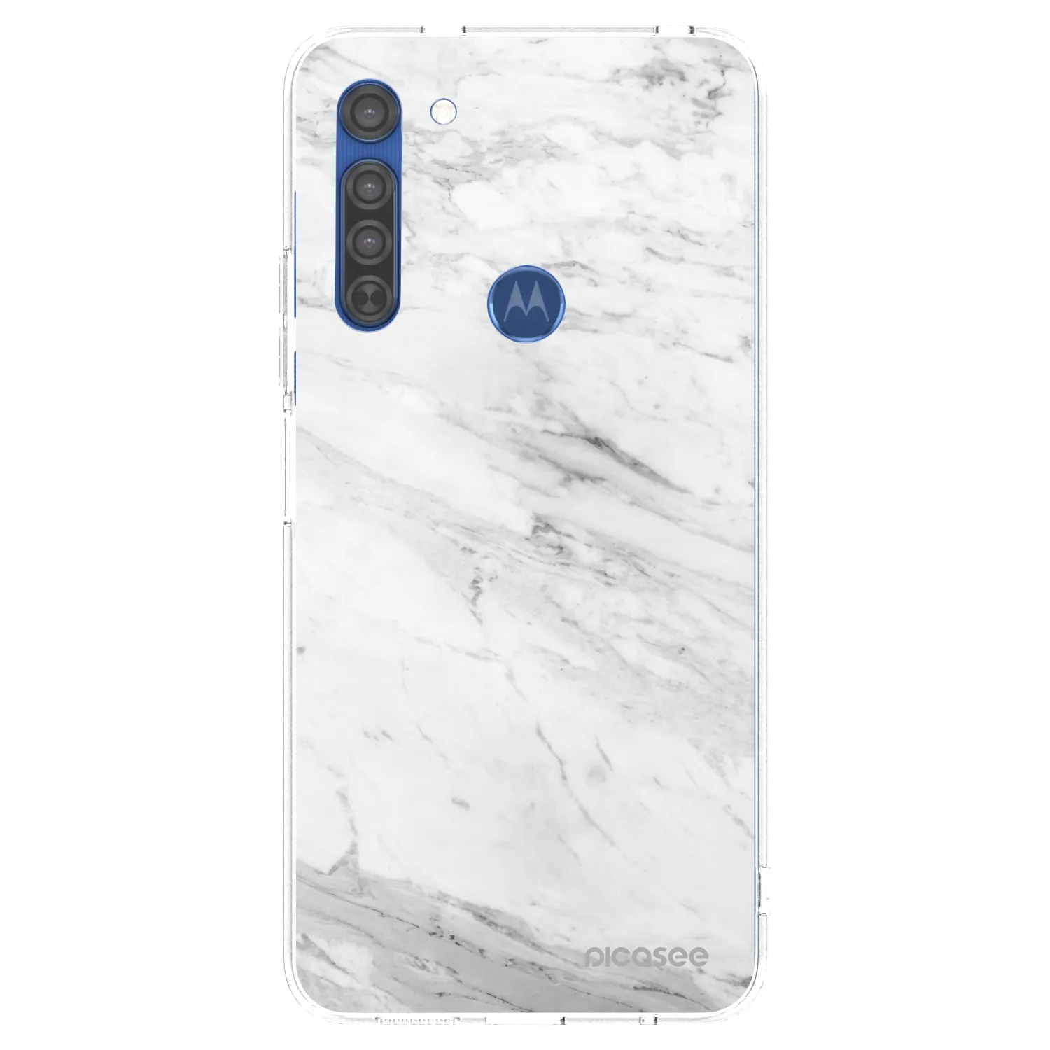 Picasee silikónový prehľadný obal pre Motorola Moto G8 - White marble