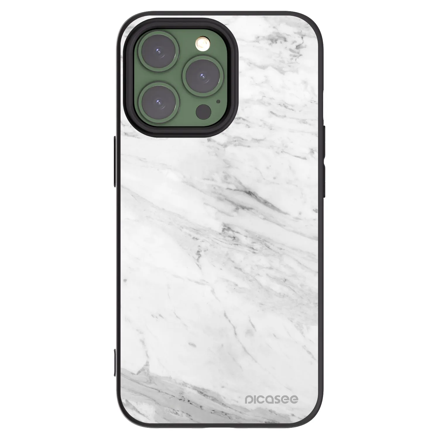 Silikónový čierny obal pre Apple iPhone 13 Pro - White marble