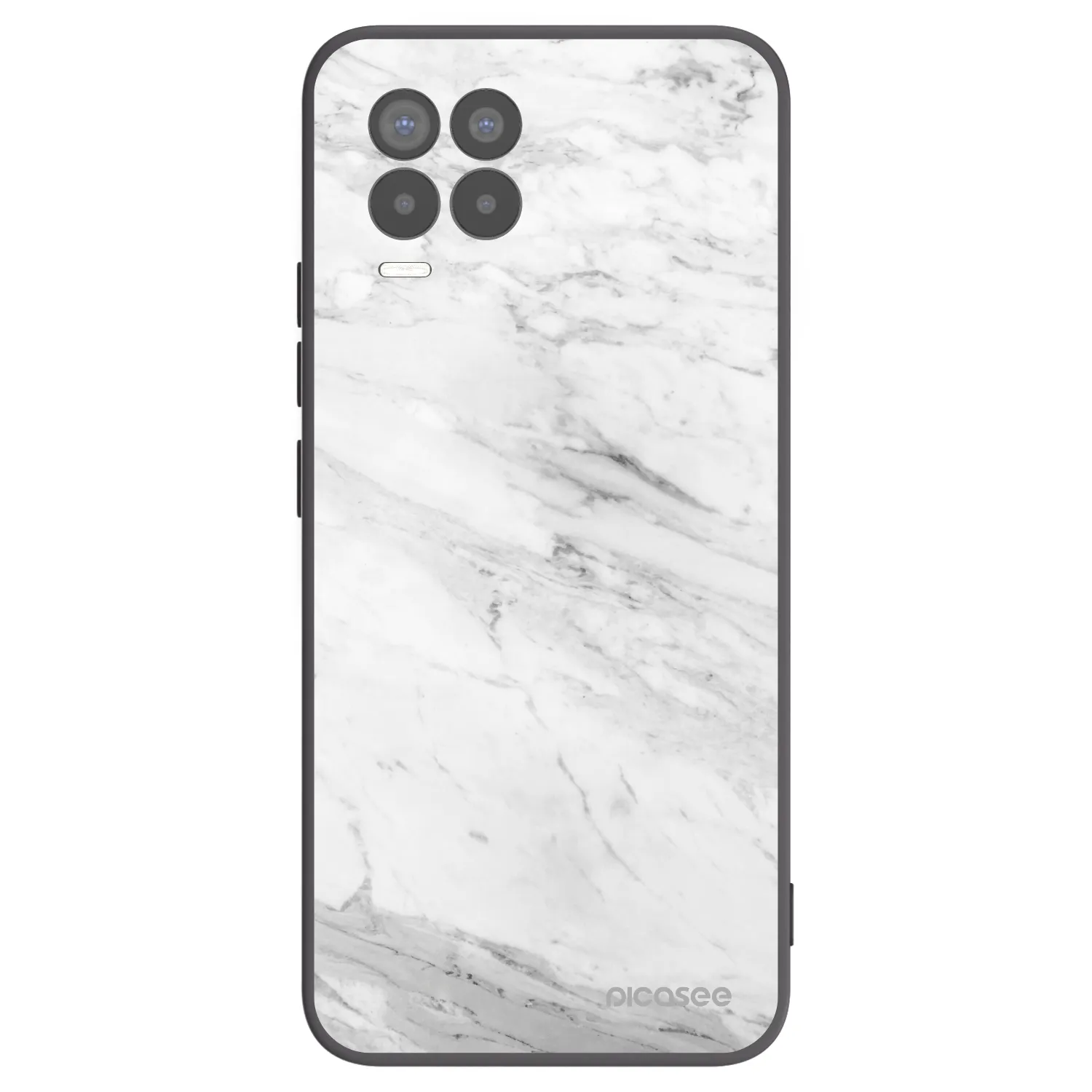 Picasee silikónový čierny obal pre Realme 8 Pro - White marble