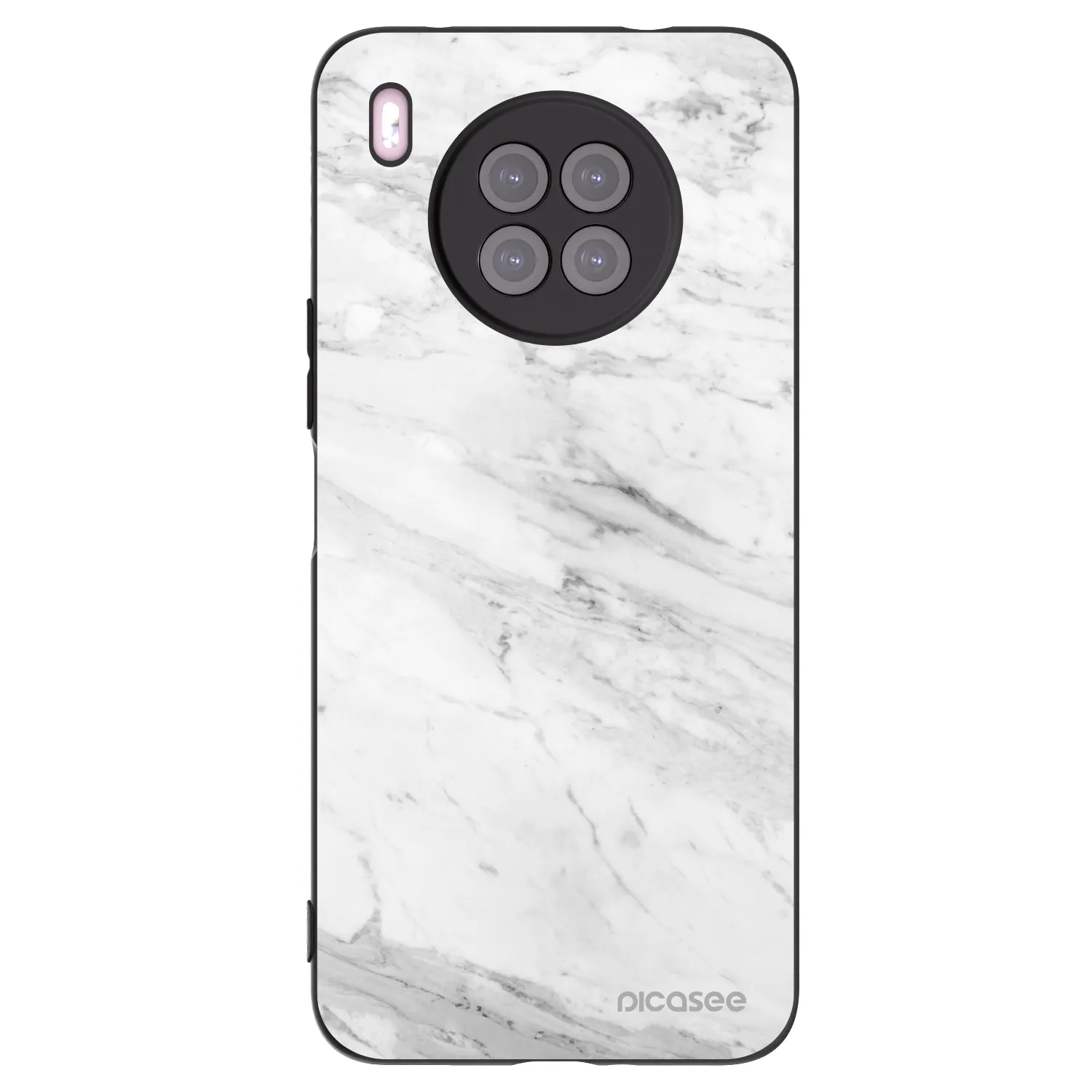 Picasee silikónový čierny obal pre Huawei Nova 8i - White marble