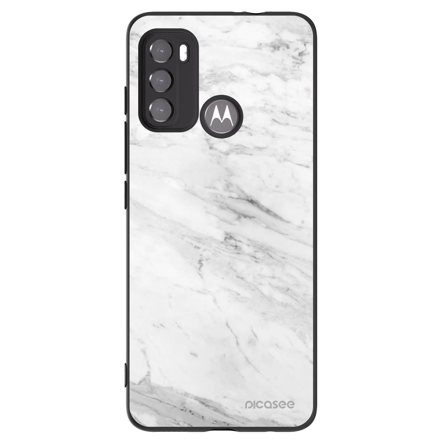 Picasee silikónový čierny obal pre Motorola Moto G60 - White marble