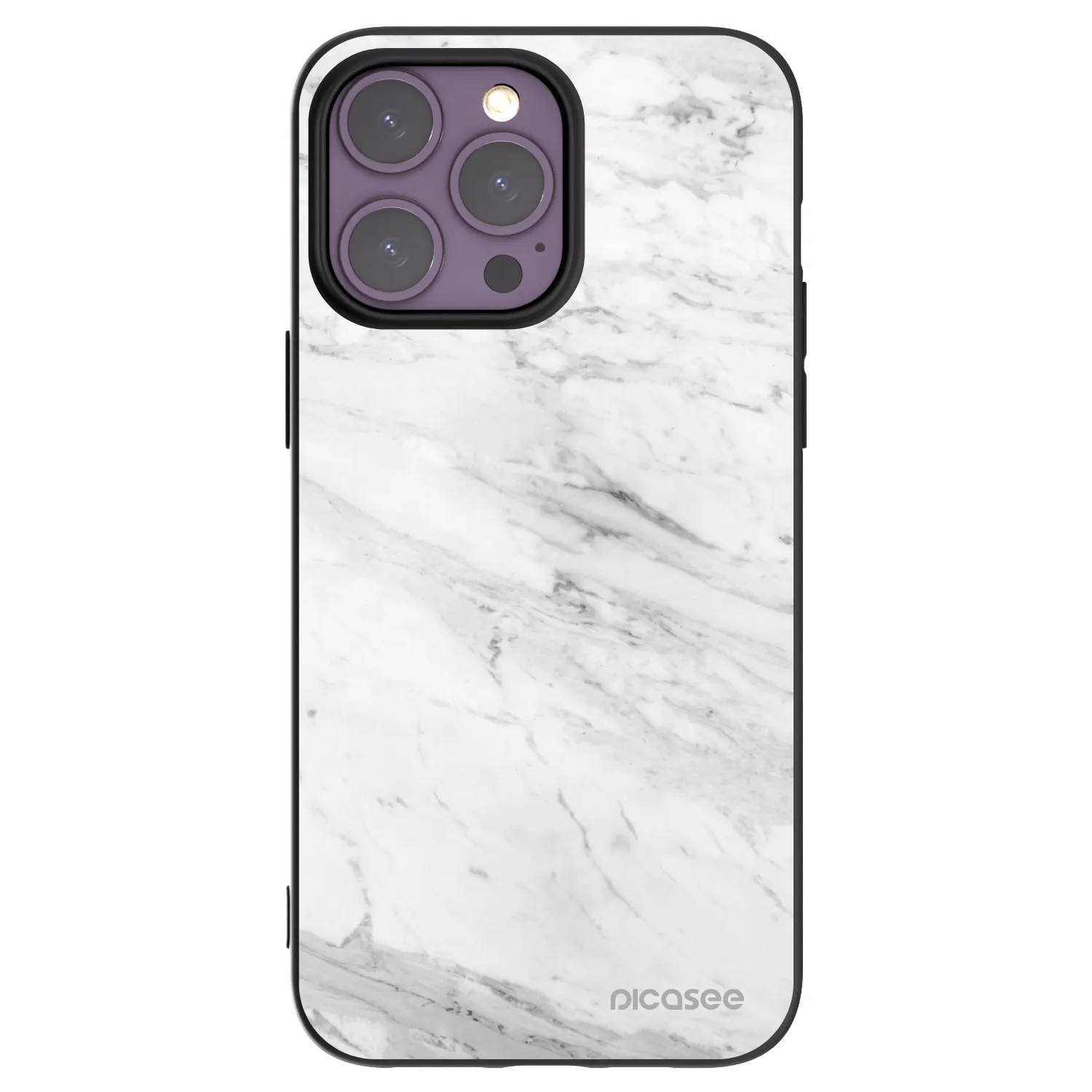 Picasee silikónový čierny obal pre Apple iPhone 14 Pro Max - White marble
