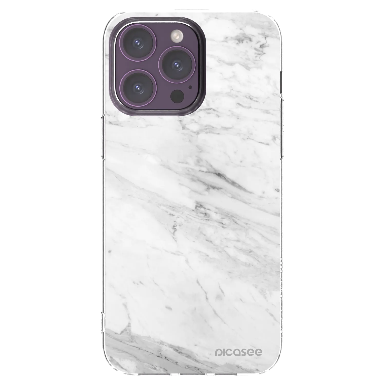 Picasee silikónový prehľadný obal pre Apple iPhone 14 Pro Max - White marble