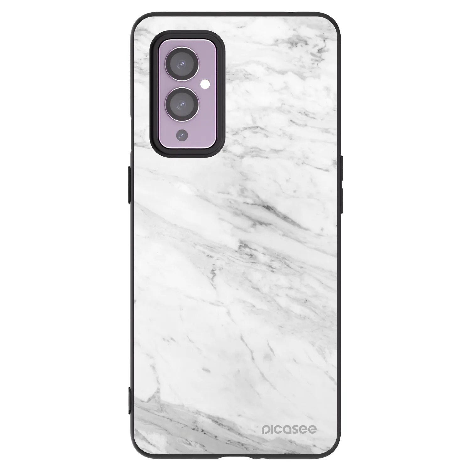 Picasee silikónový čierny obal pre OnePlus 9 - White marble