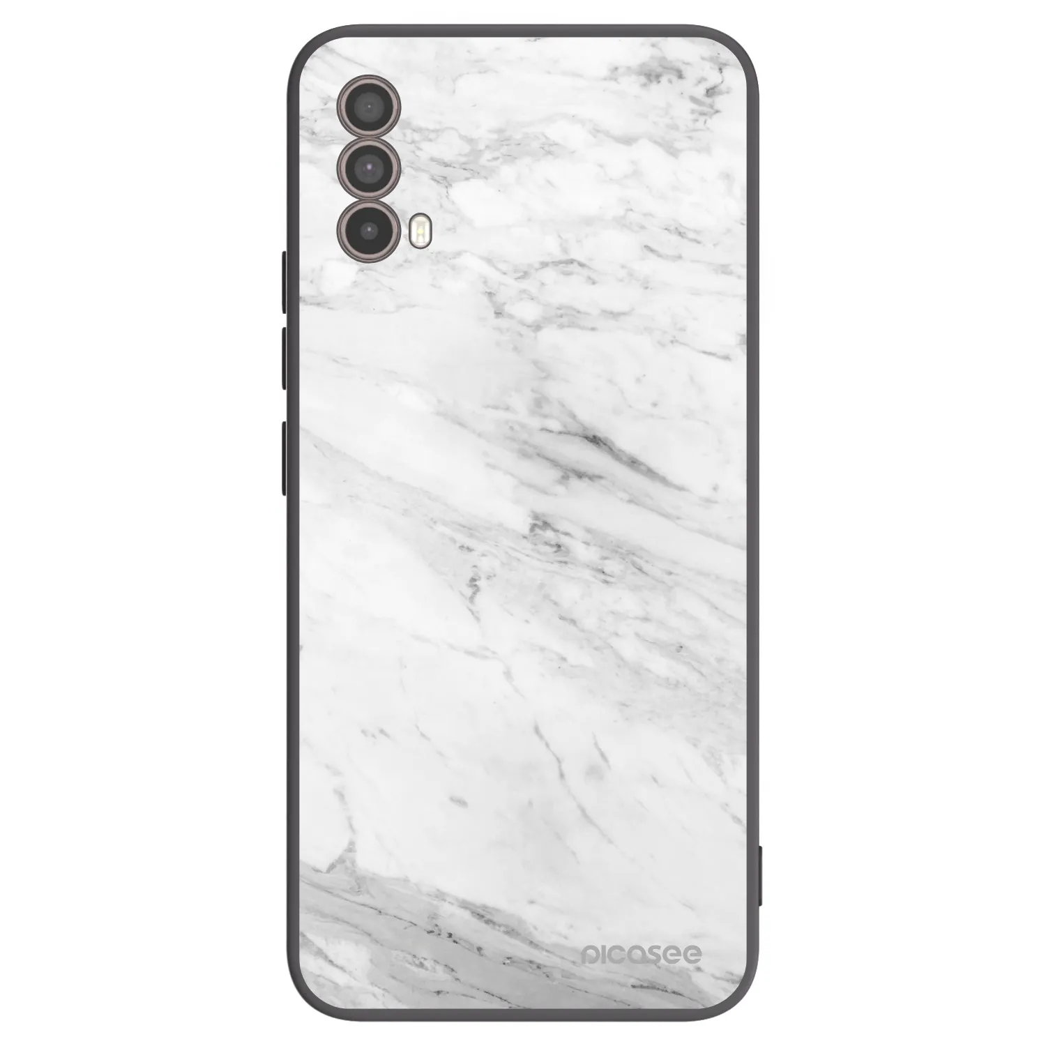 Picasee silikónový čierny obal pre Motorola Moto E40 - White marble