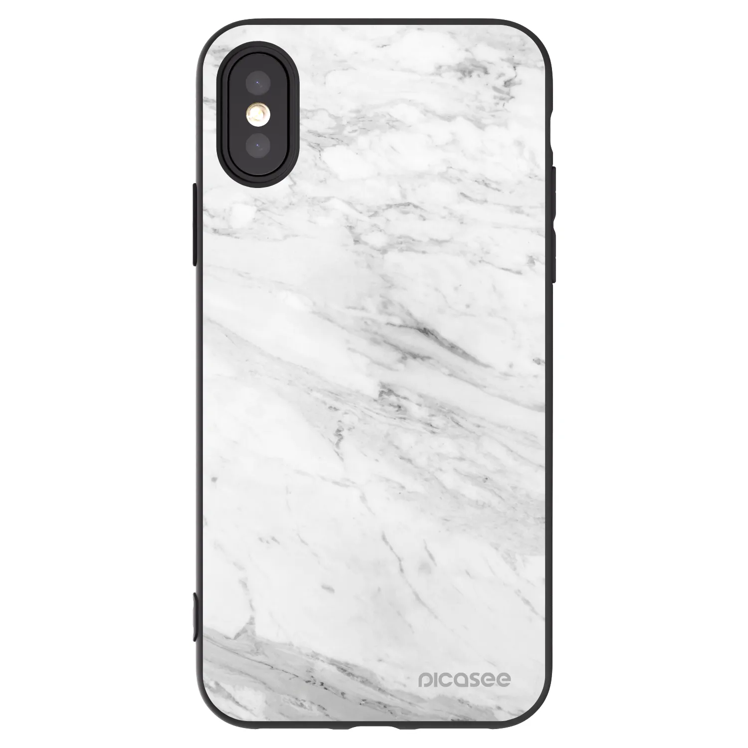 Picasee silikónový čierny obal pre Apple iPhone X/XS - White marble