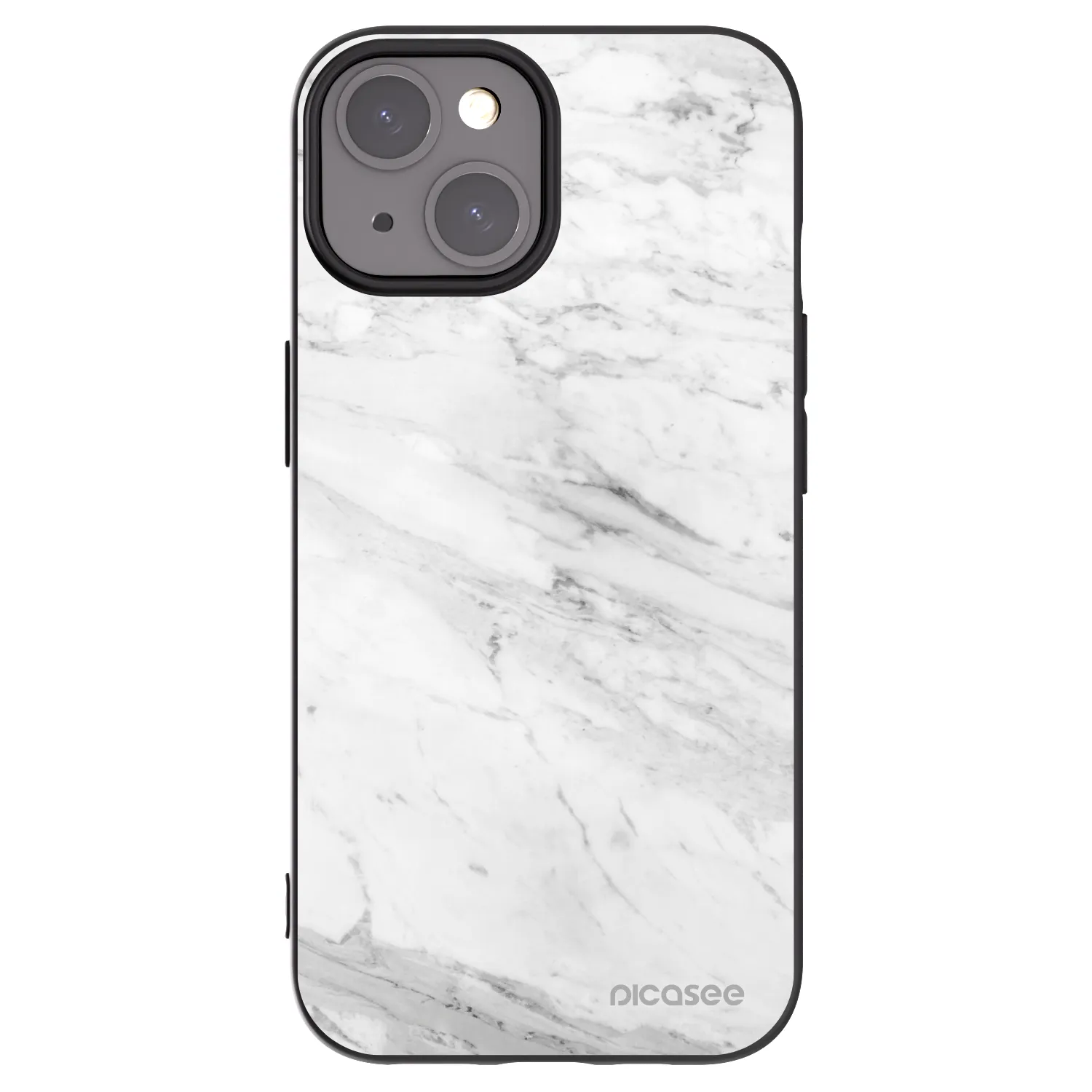 Silikónový čierny obal pre Apple iPhone 15 - White marble