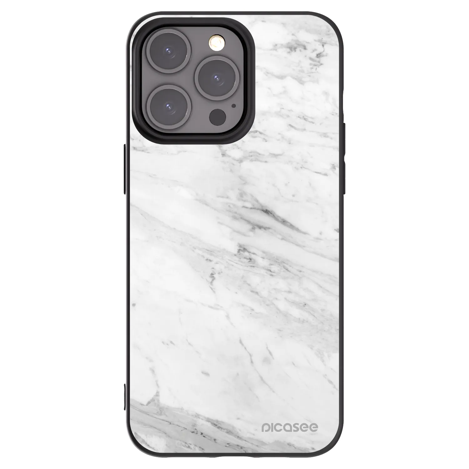 Picasee silikónový čierny obal pre Apple iPhone 15 Pro Max - White marble