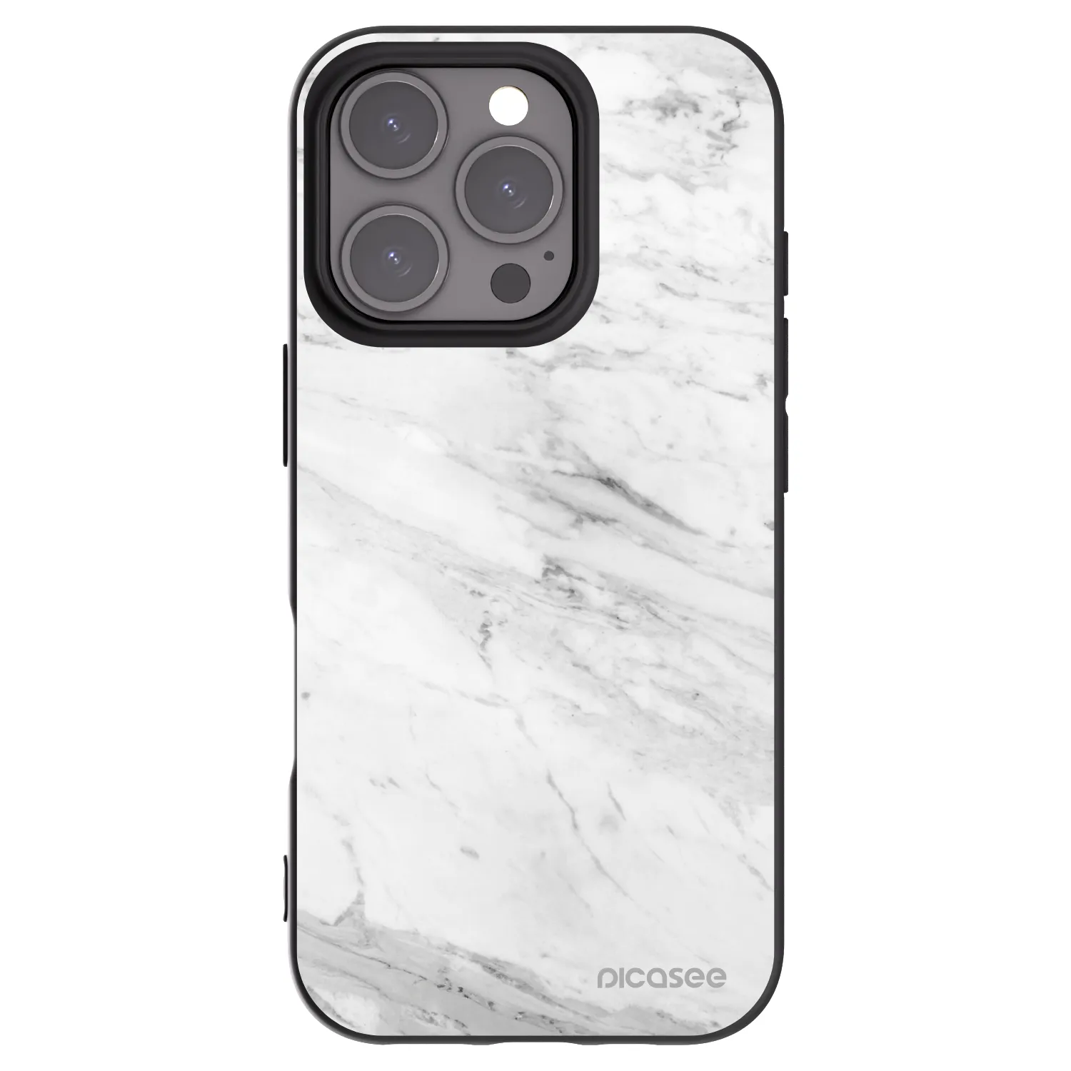 Picasee silikónový čierny obal pre Apple iPhone 16 Pro - White marble