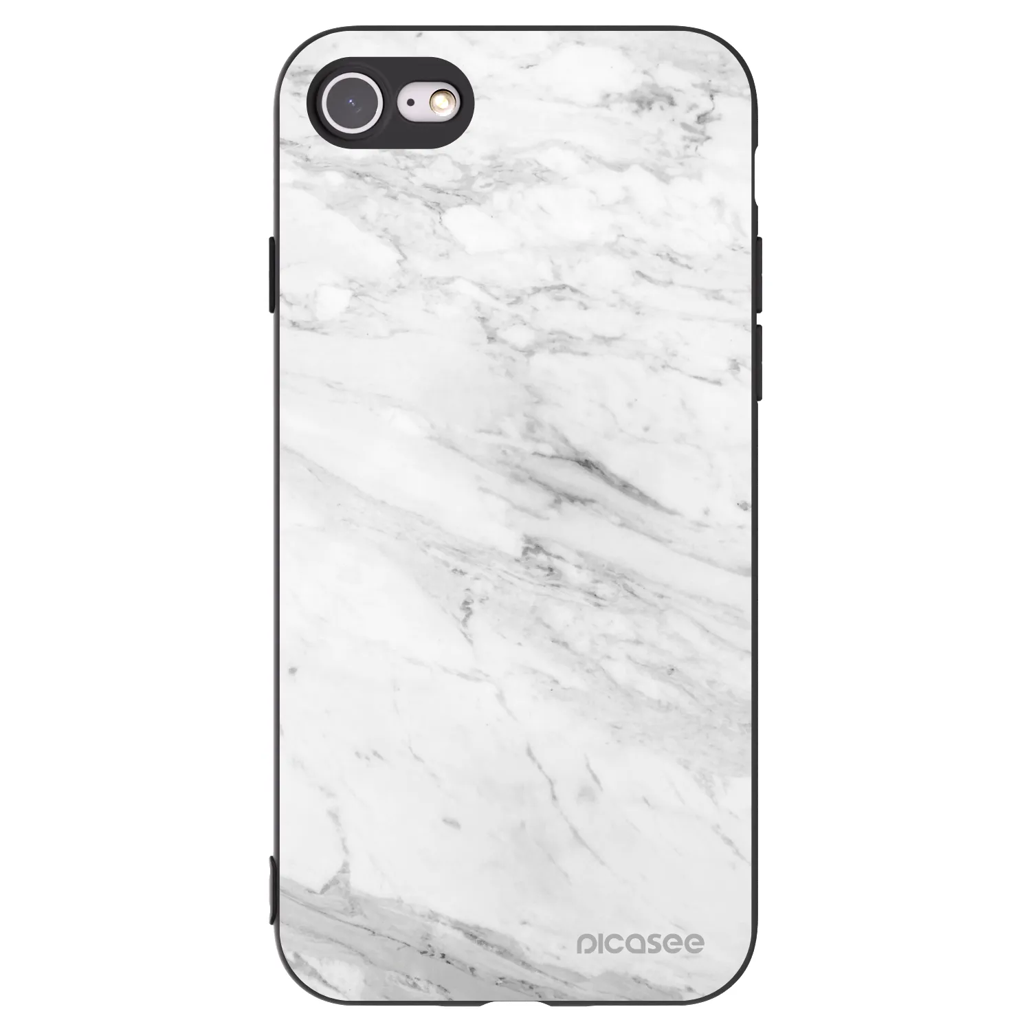 Picasee silikónový čierny obal pre Apple iPhone 8 - White marble