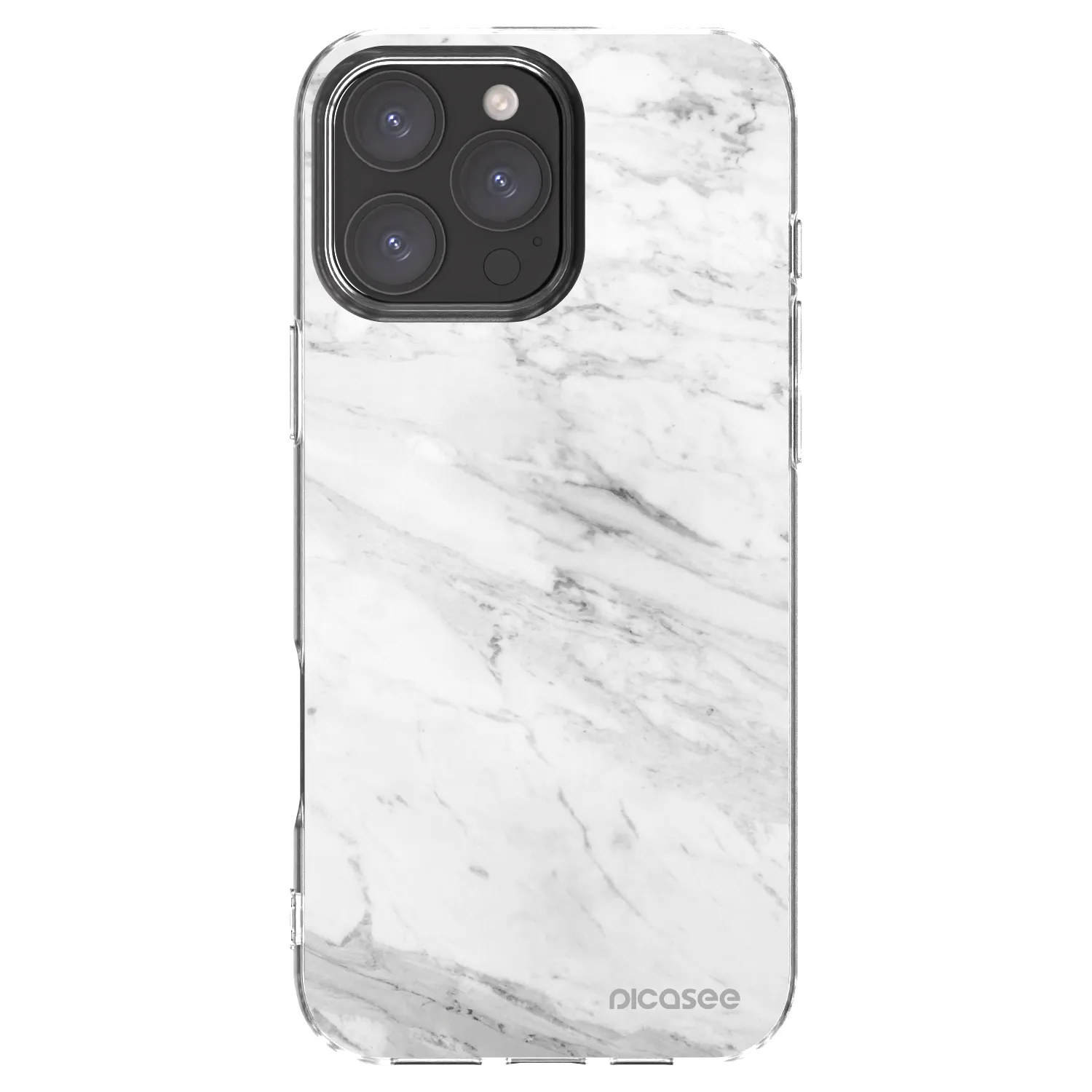 Silikónový prehľadný obal pre Apple iPhone 16 Pro Max - White marble