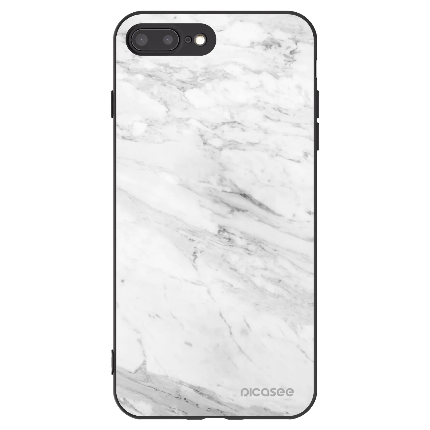 Picasee silikónový čierny obal pre Apple iPhone 7 Plus - White marble