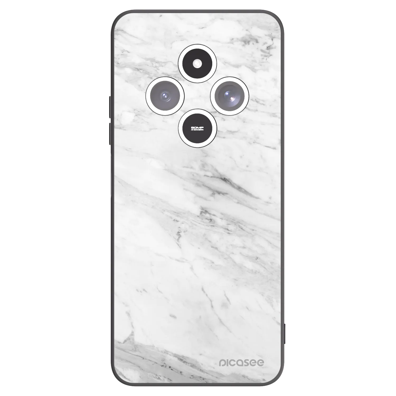 Picasee silikónový čierny obal pre Xiaomi Redmi 14C - White marble