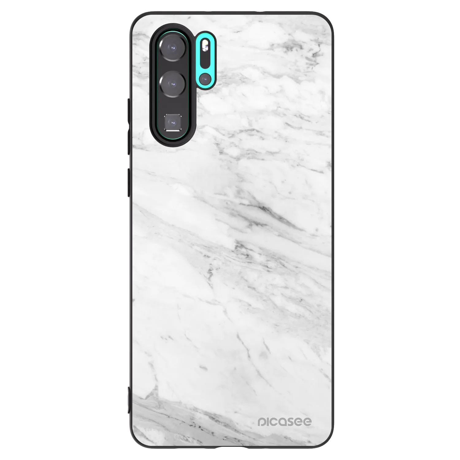 Picasee silikónový čierny obal pre Huawei P30 Pro - White marble