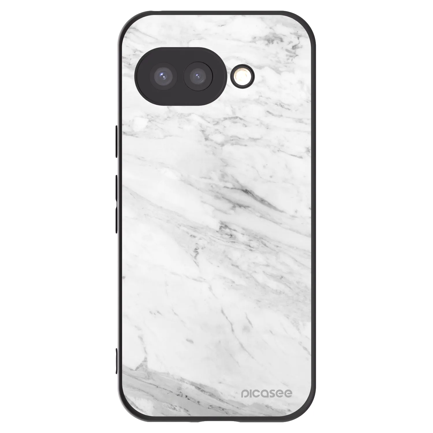 Picasee silikónový čierny obal pre Google Pixel 9a - White marble