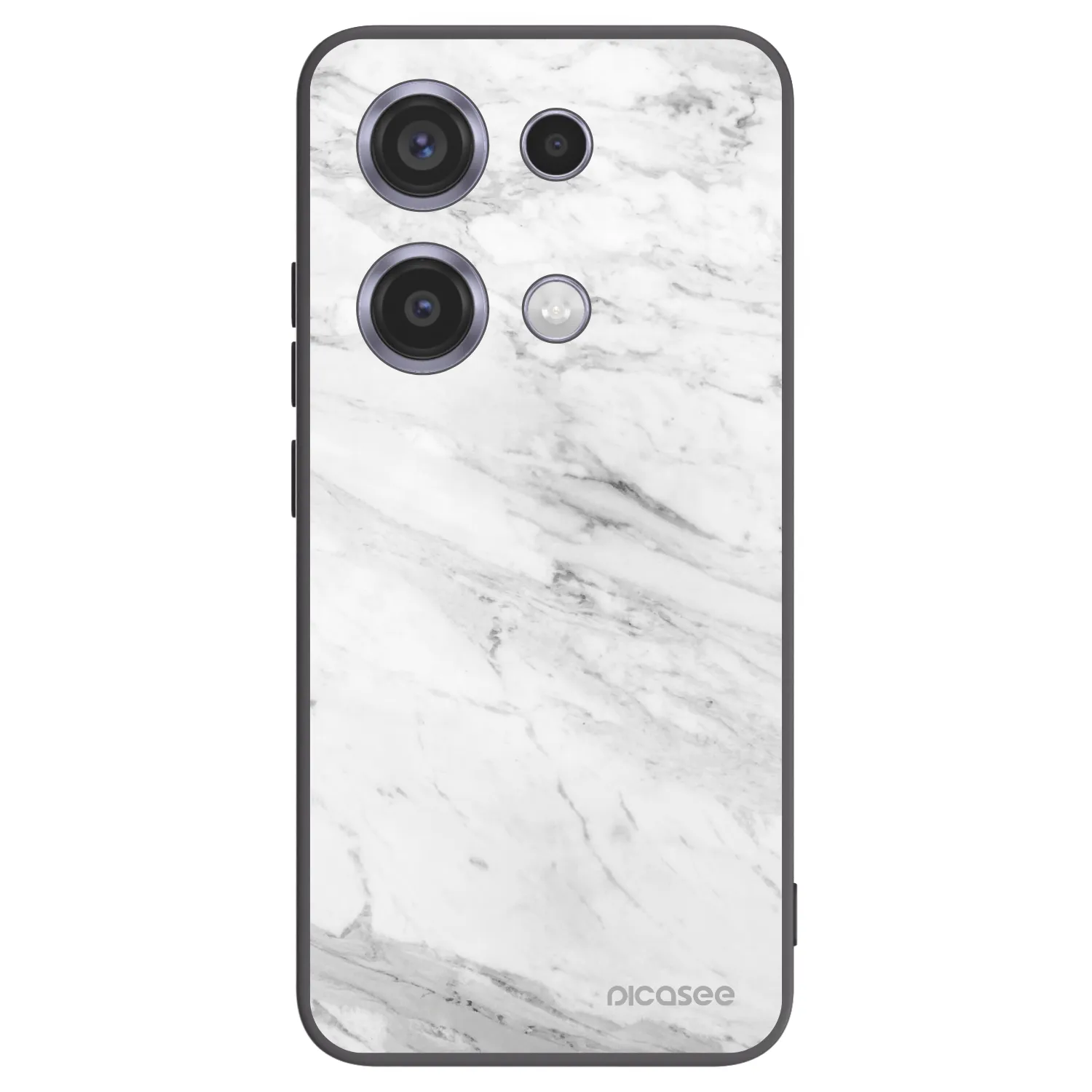 Silikónový čierny obal pre Xiaomi Redmi Note 14S - White marble