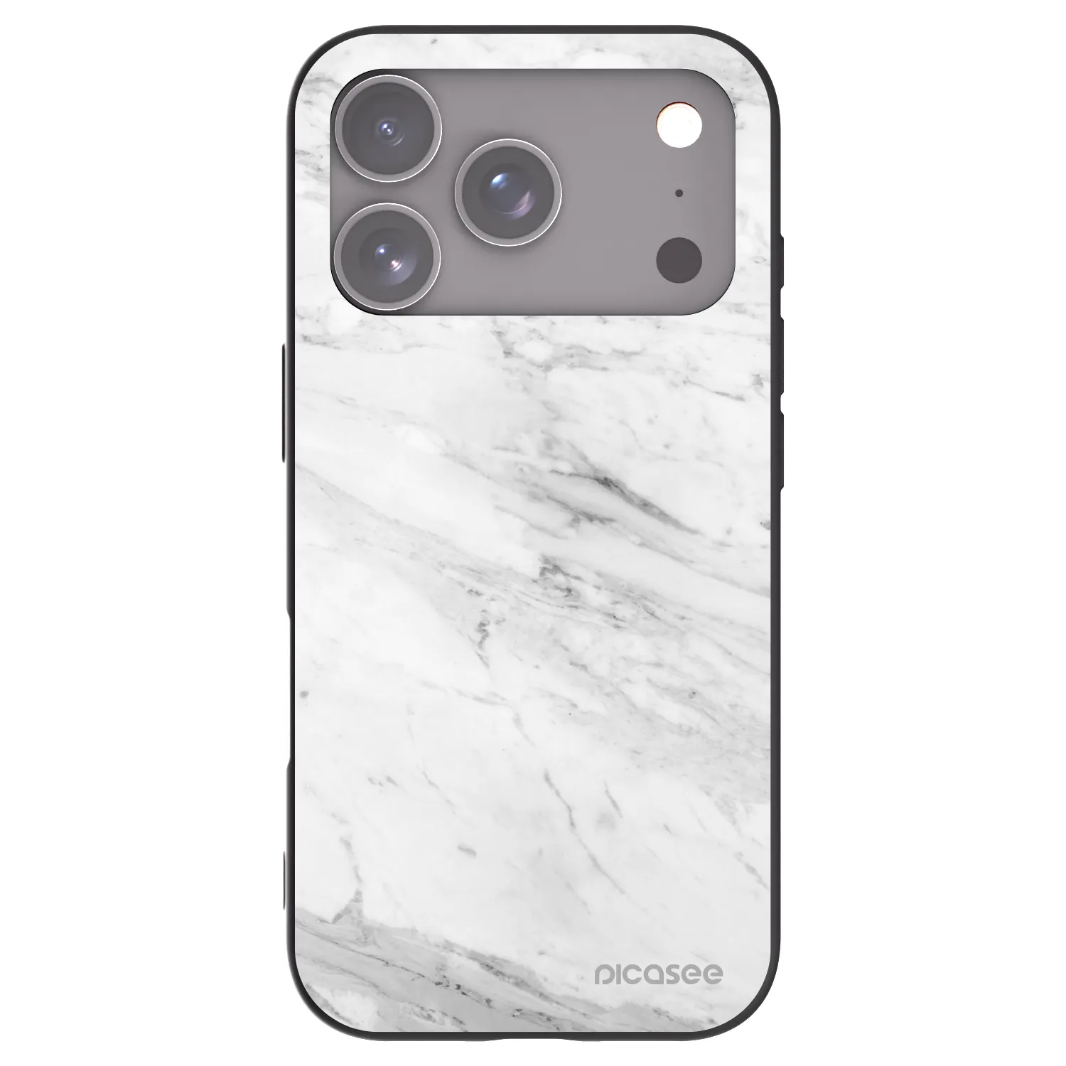 Picasee silikónový čierny obal pre Apple iPhone 17 Pro - White marble