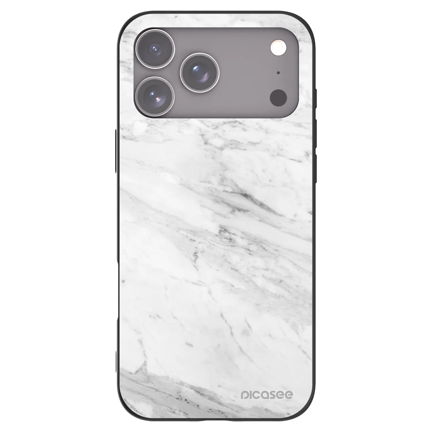 Silikónový čierny obal pre Apple iPhone 17 Pro Max - White marble