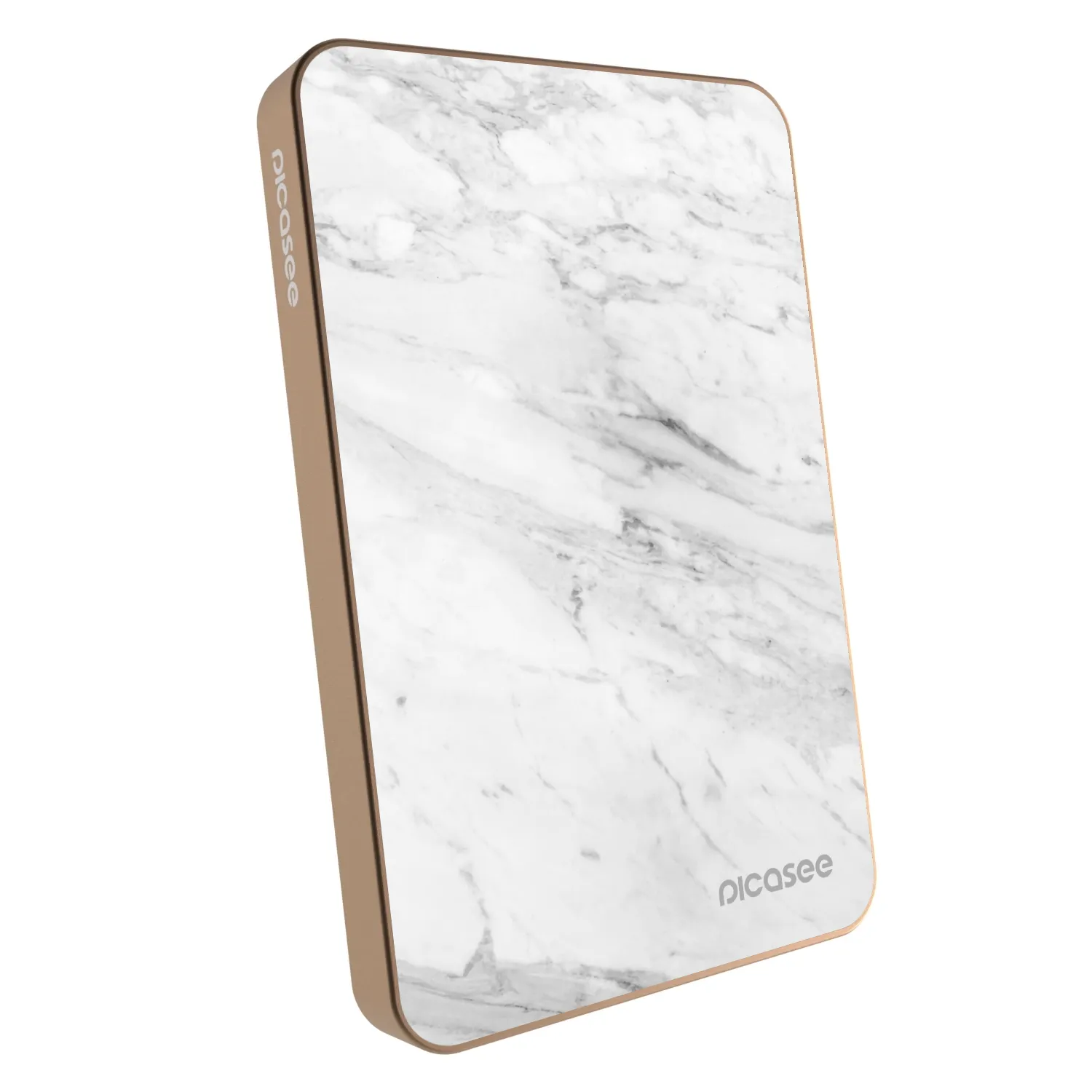 Picasee Powerbanka s MagSafe 5 000 mAh Zlatá - White marble