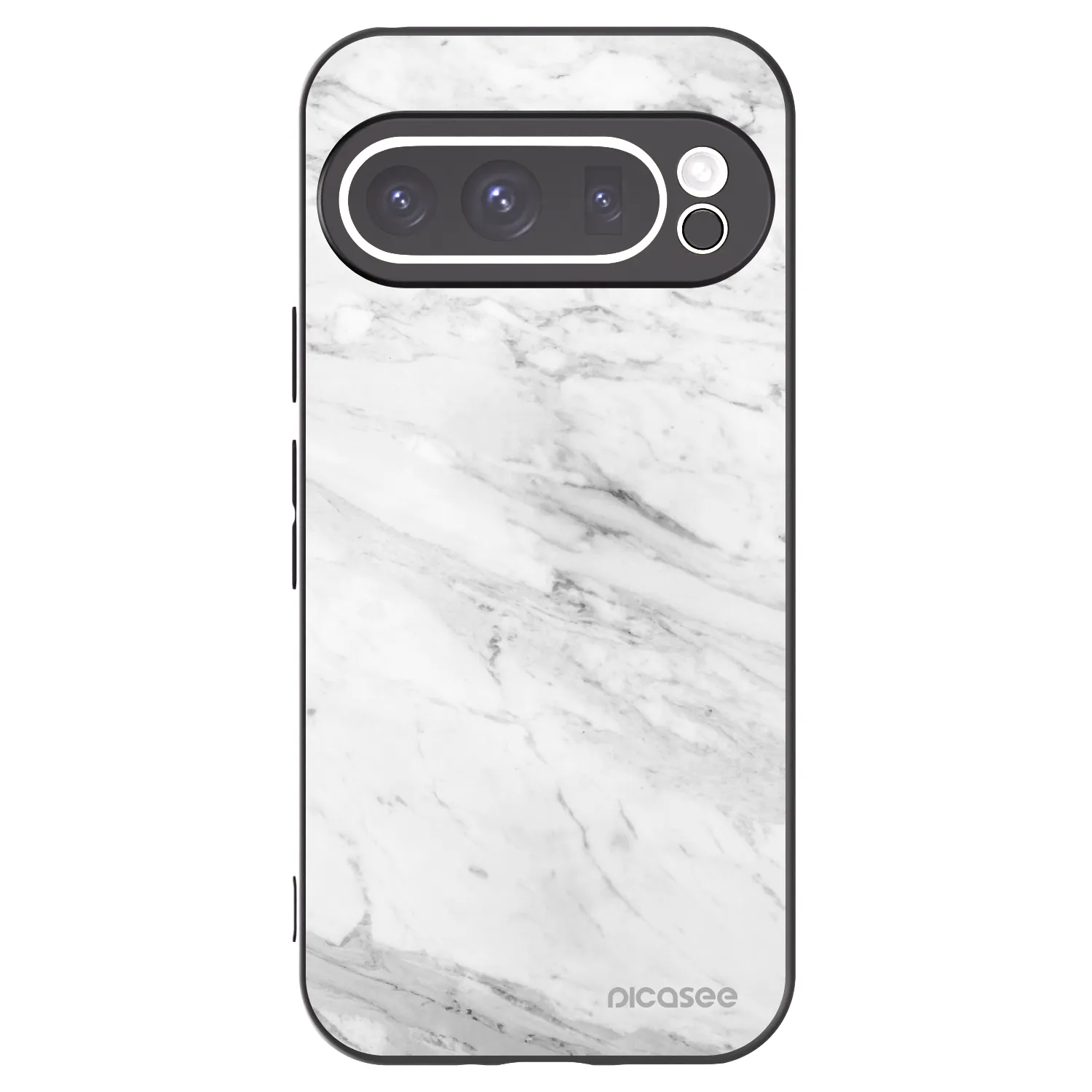 Picasee silikónový čierny obal pre Google Pixel 9 Pro XL - White marble