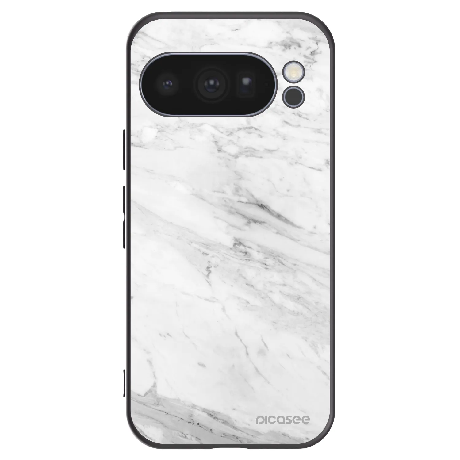 Picasee silikónový čierny obal pre Google Pixel 10 Pro - White marble