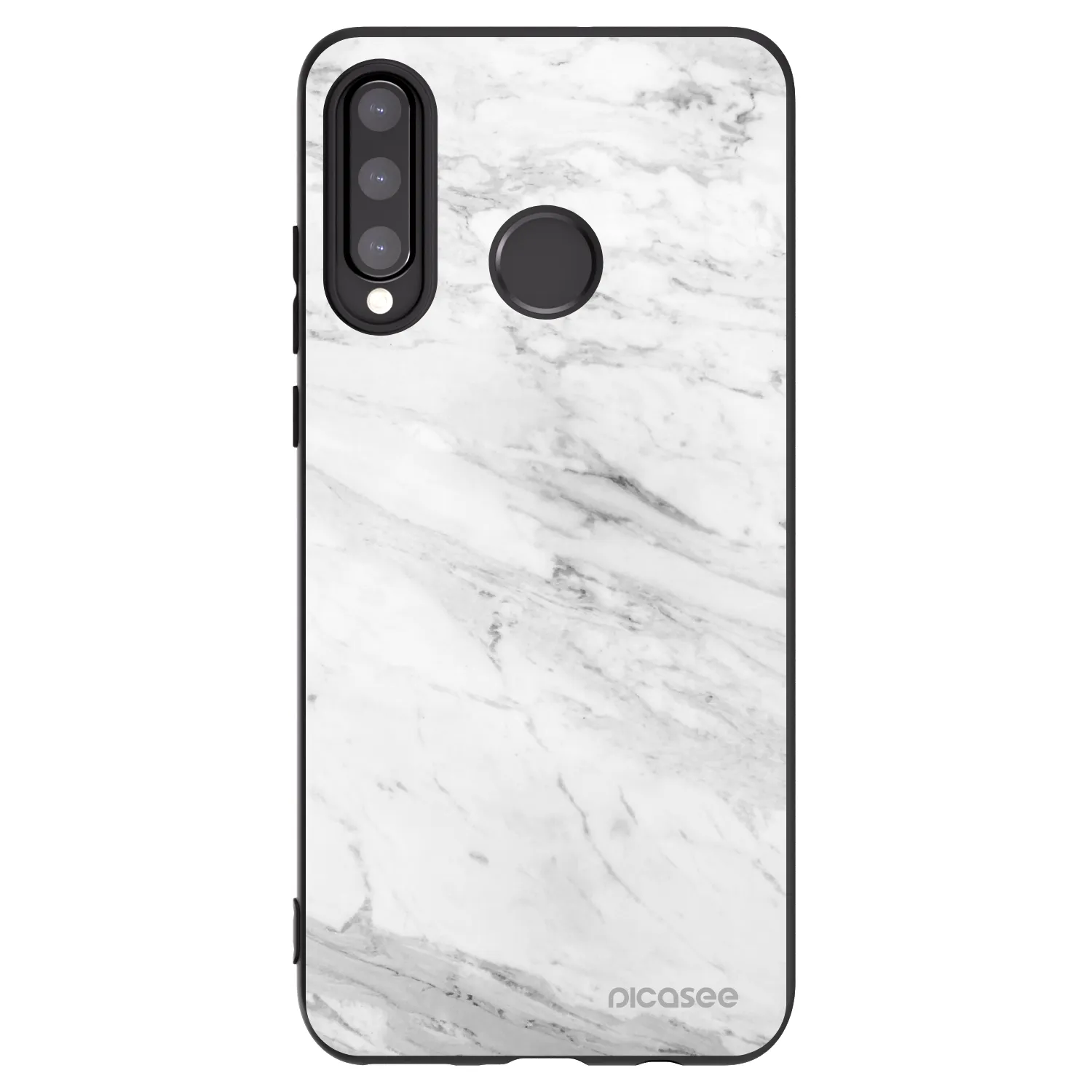Picasee silikónový čierny obal pre Huawei P30 Lite - White marble