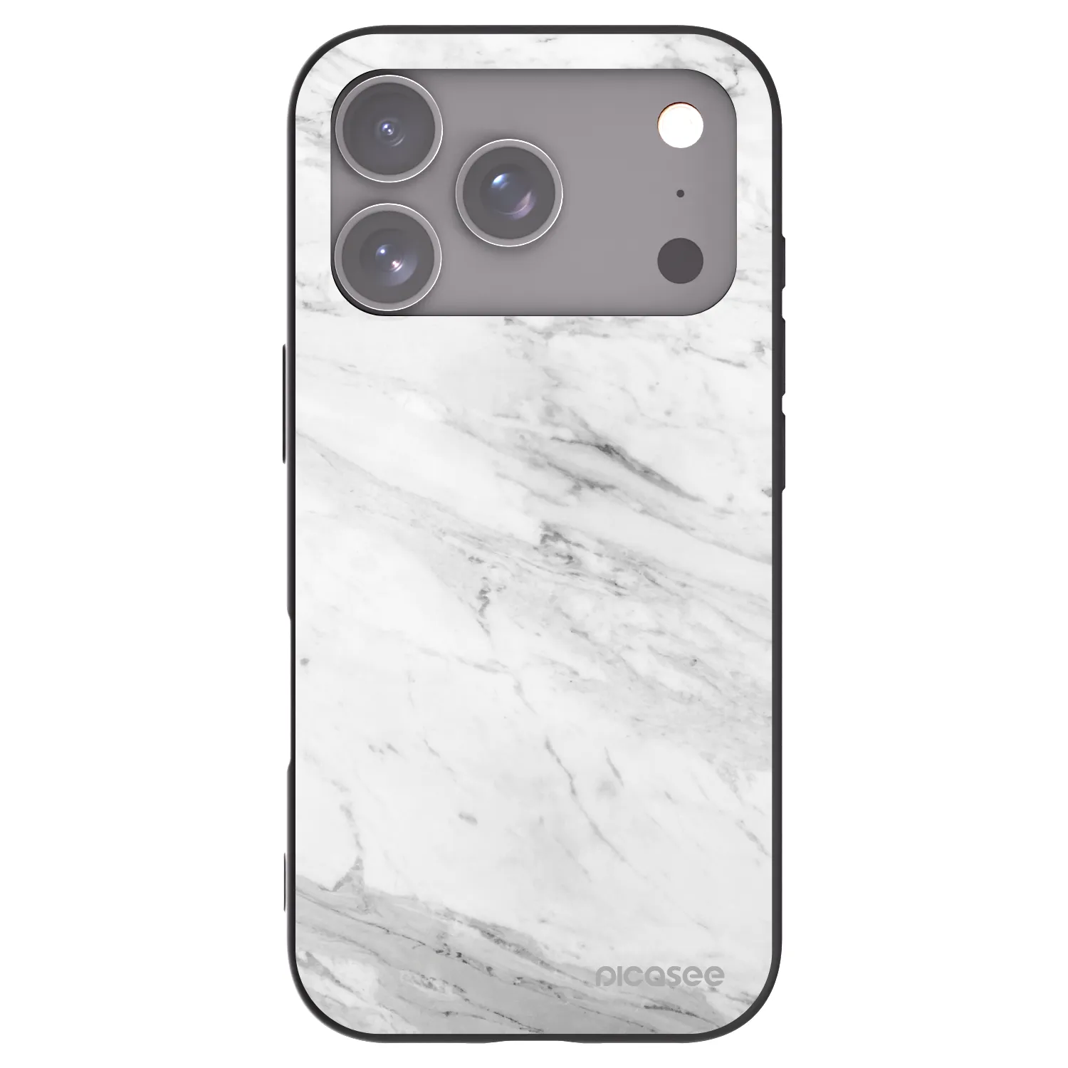 Picasee silikónový čierny obal pre Apple iPhone 18 Pro - White marble