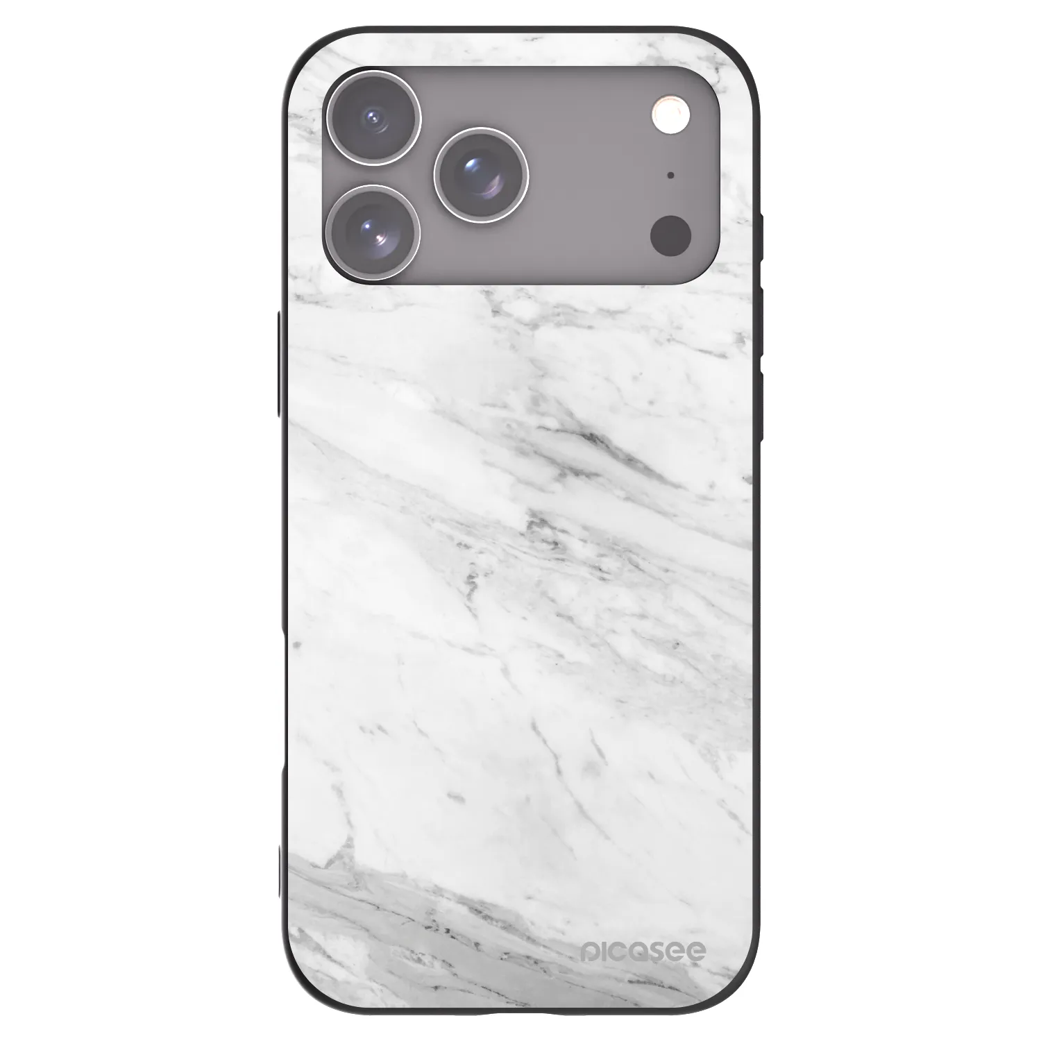 Picasee silikónový čierny obal pre Apple iPhone 18 Pro Max - White marble