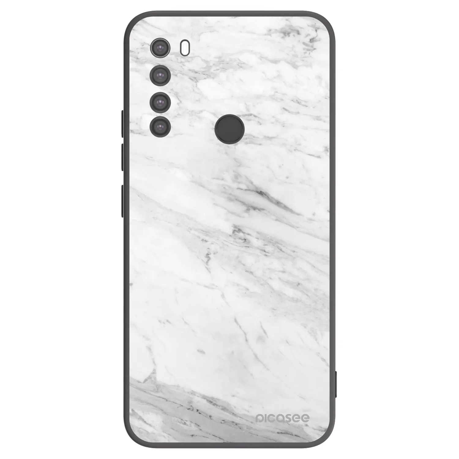 Picasee silikónový čierny obal pre Xiaomi Redmi Note 8 - White marble