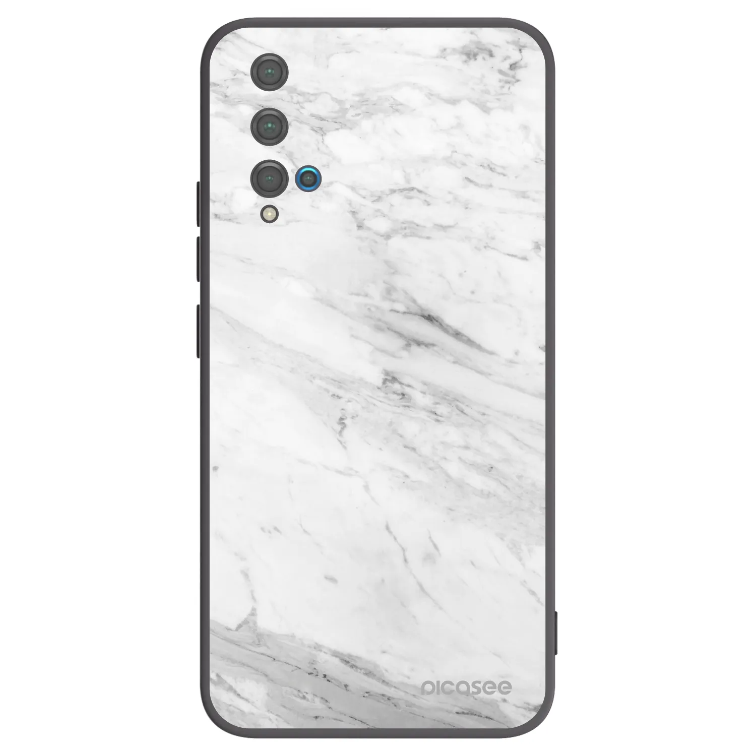 Picasee silikónový čierny obal pre Huawei Nova 5T - White marble