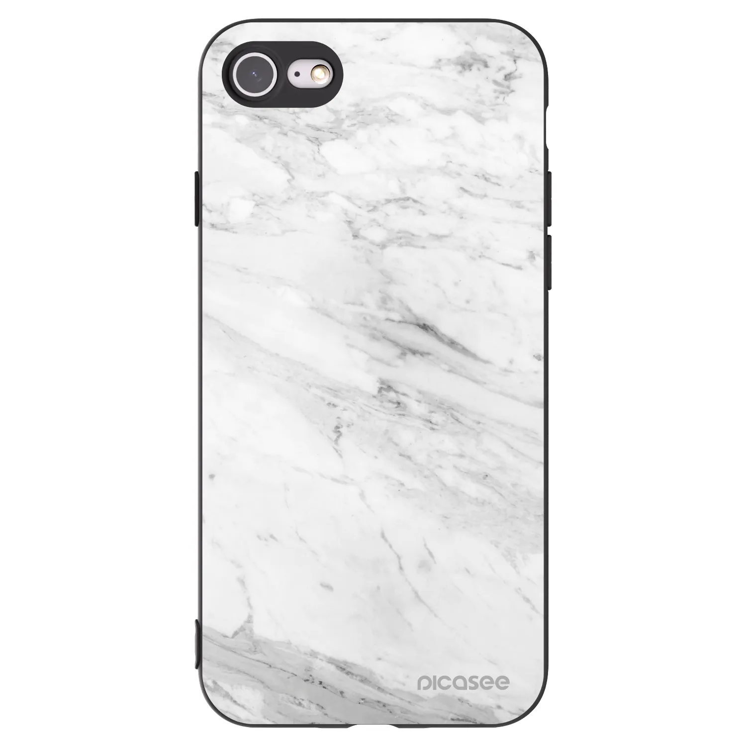 Silikónový čierny obal pre Apple iPhone SE 2020 - White marble