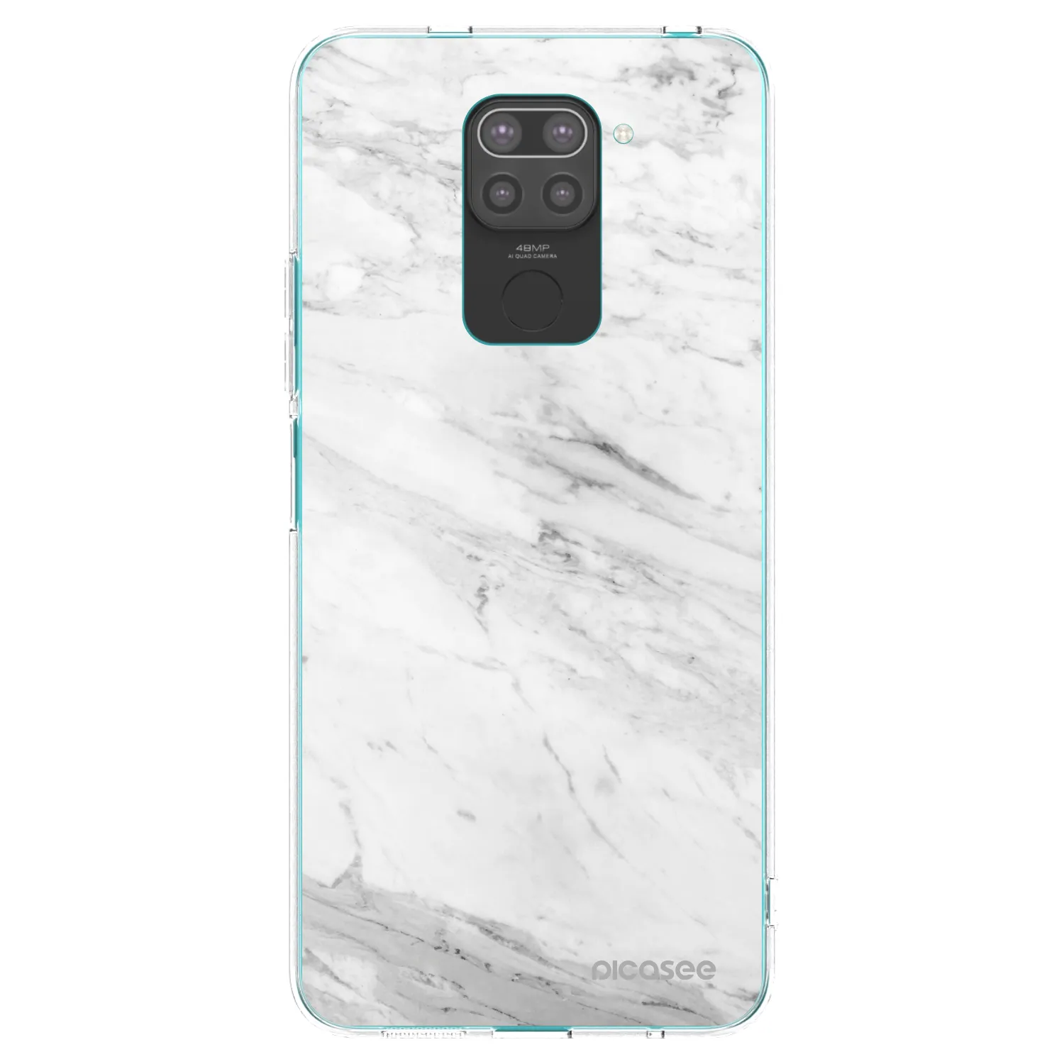 Picasee silikónový čierny obal pre Xiaomi Redmi Note 9 - White marble