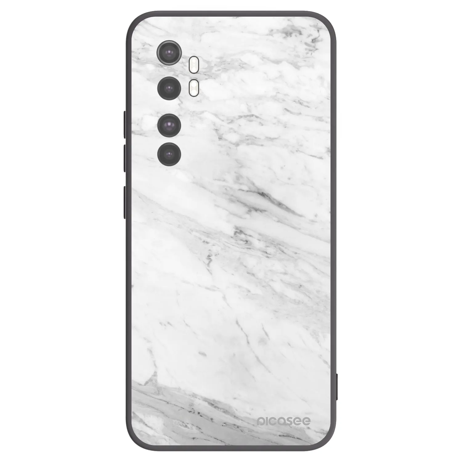 Picasee silikónový čierny obal pre Xiaomi Mi Note 10 Lite - White marble
