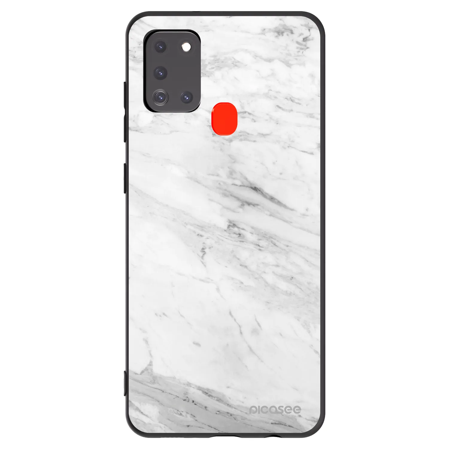 Picasee silikónový čierny obal pre Samsung Galaxy A21s - White marble