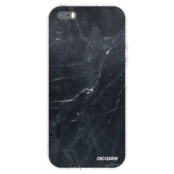 Picasee silikónový prehľadný obal pre Apple iPhone 5/5S/SE - Black marble