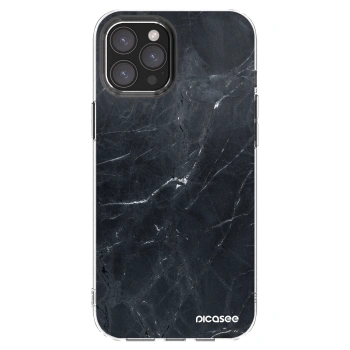 Picasee silikónový prehľadný obal pre Apple iPhone 12 Pro Max - Black marble