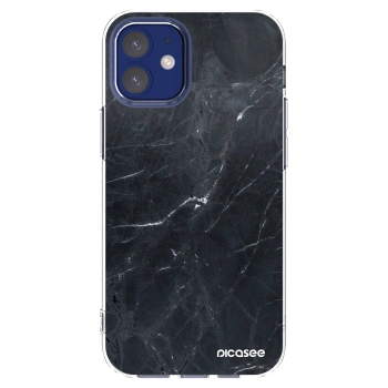 Picasee silikónový prehľadný obal pre Apple iPhone 12 mini - Black marble