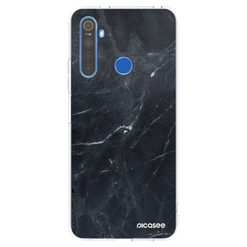 Picasee silikónový prehľadný obal pre Realme 5 - Black marble