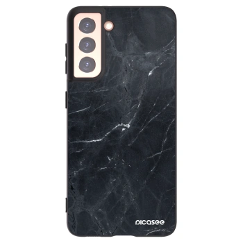 Picasee silikónový čierny obal pre Samsung Galaxy S21 5G G991B - Black marble