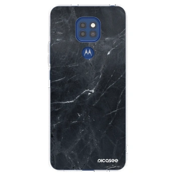 Picasee silikónový prehľadný obal pre Motorola Moto G9 Play - Black marble