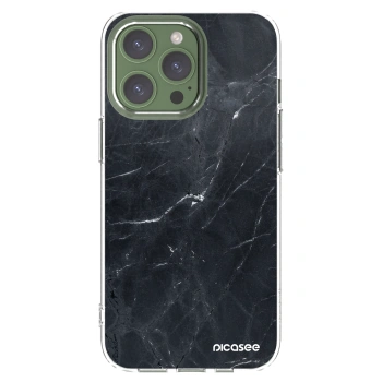 Picasee silikónový prehľadný obal pre Apple iPhone 13 Pro - Black marble