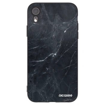 Picasee silikónový čierny obal pre Apple iPhone XR - Black marble