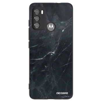 Picasee silikónový čierny obal pre Motorola Moto G60 - Black marble