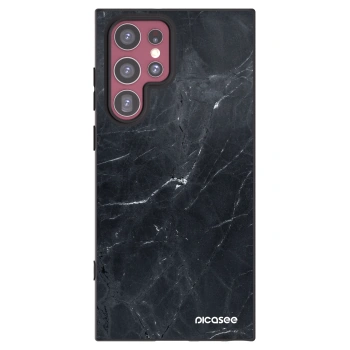 Picasee silikónový čierny obal pre Samsung Galaxy S22 Ultra 5G - Black marble