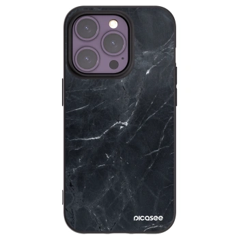 Picasee silikónový čierny obal pre Apple iPhone 14 Pro - Black marble