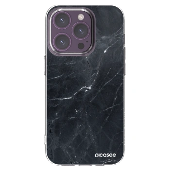 Picasee silikónový prehľadný obal pre Apple iPhone 14 Pro - Black marble
