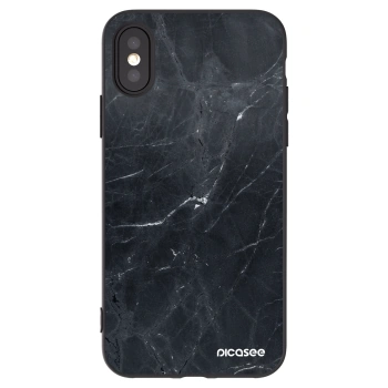 Picasee silikónový čierny obal pre Apple iPhone X/XS - Black marble