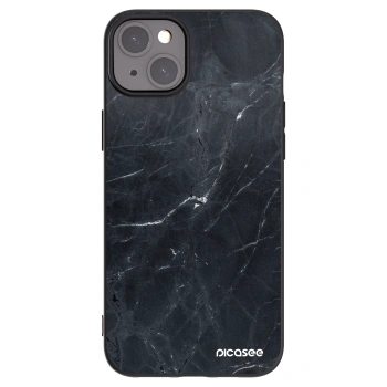 Picasee silikónový čierny obal pre Apple iPhone 15 Plus - Black marble