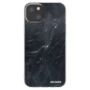Picasee silikónový prehľadný obal pre Apple iPhone 15 Plus - Black marble