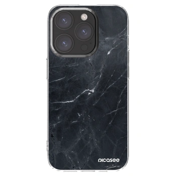Picasee silikónový prehľadný obal pre Apple iPhone 15 Pro - Black marble